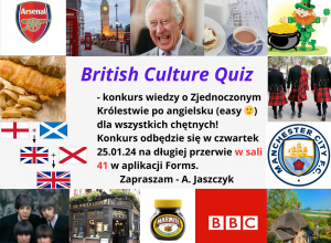 Szkolny konkurs wiedzy: ,,British Culture Quiz". Szkolny konkurs wiedzy: ,,British Culture Quiz".